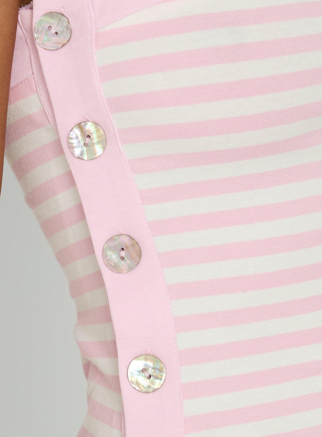 True Devotion Asymmetrical Neckline Top Pink Stripe