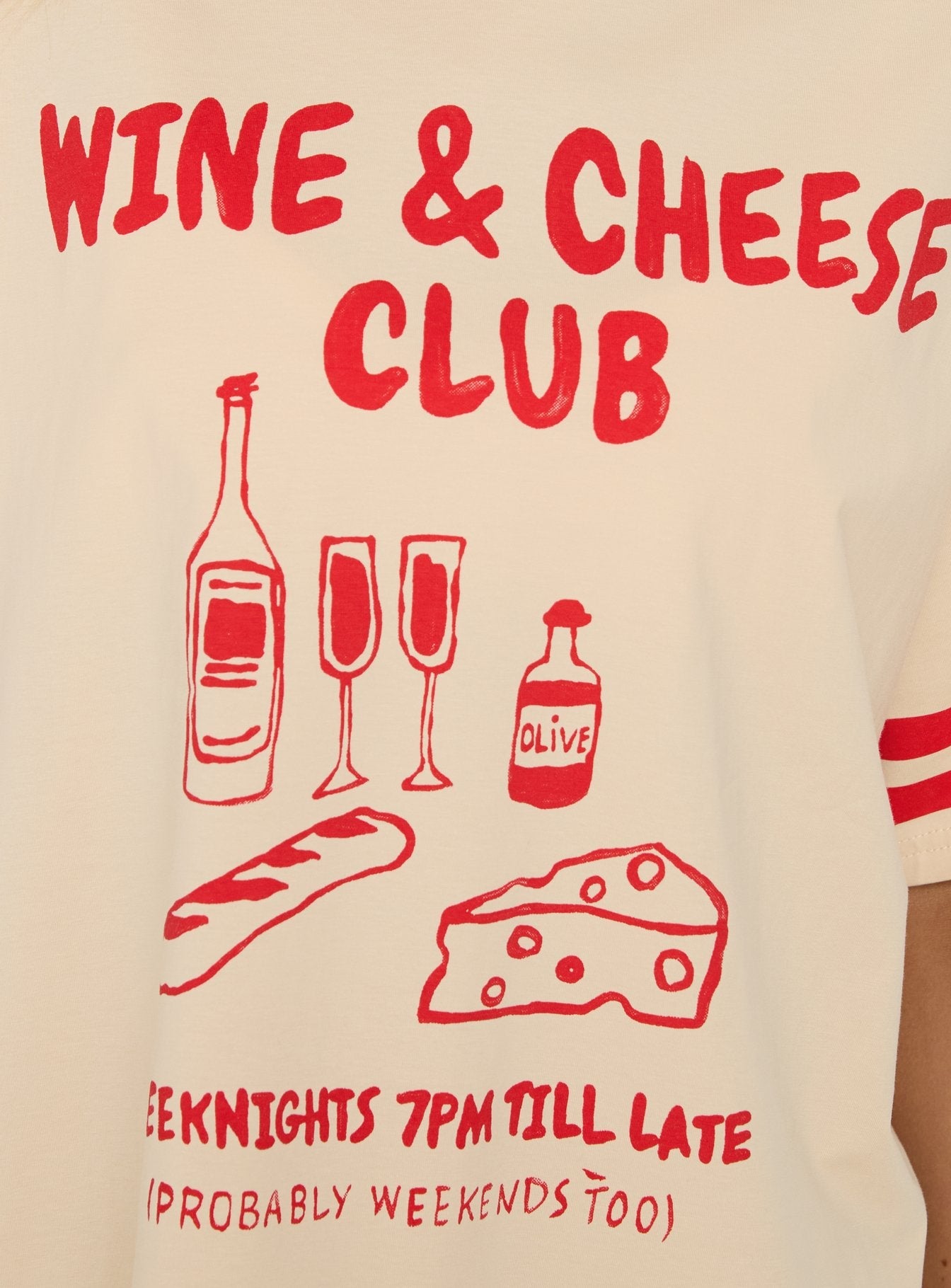 Grazing Club Oversized Graphic Tee Cream / Red