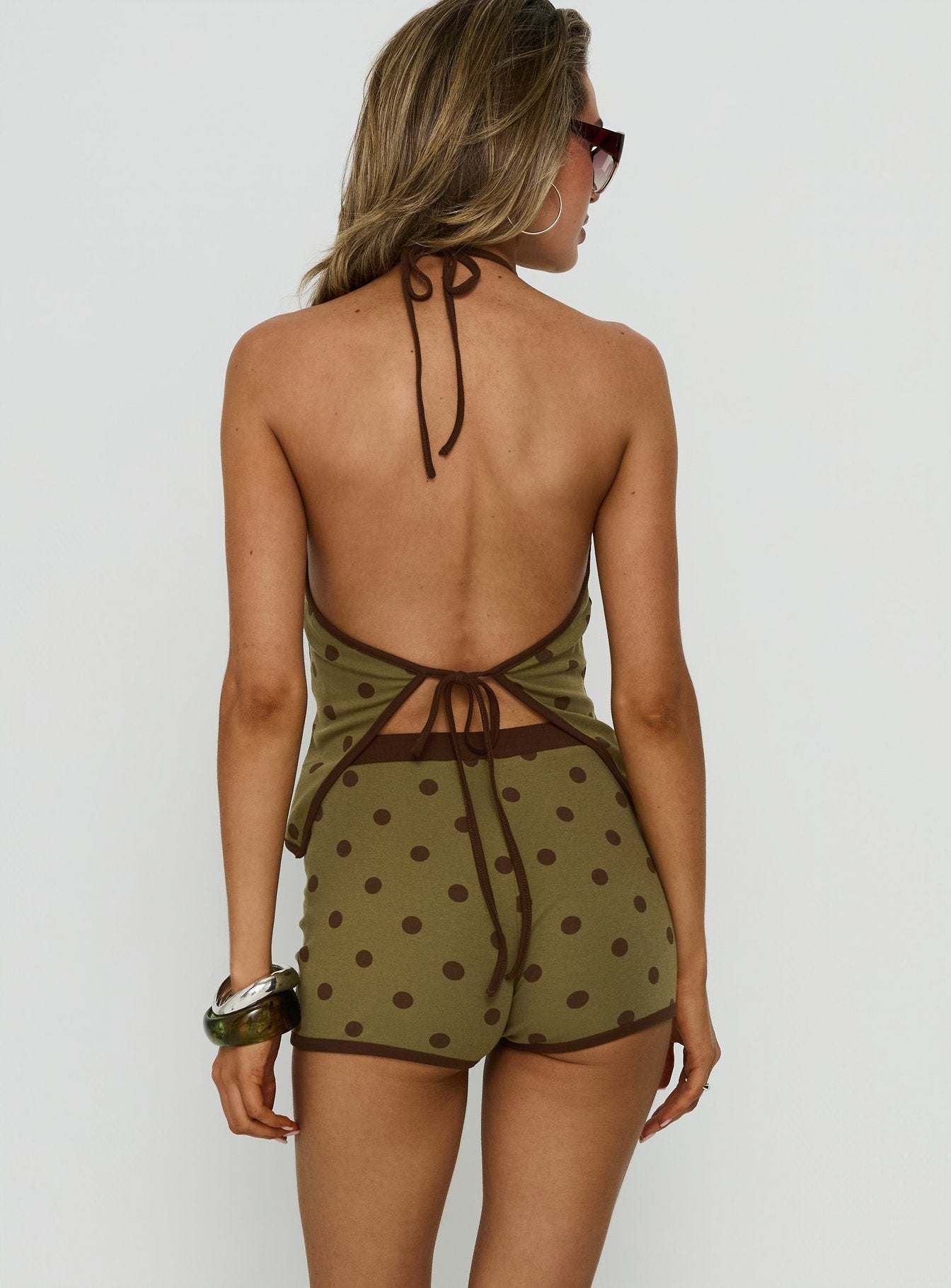 Speranza Micro Shorts Green Polka Dot