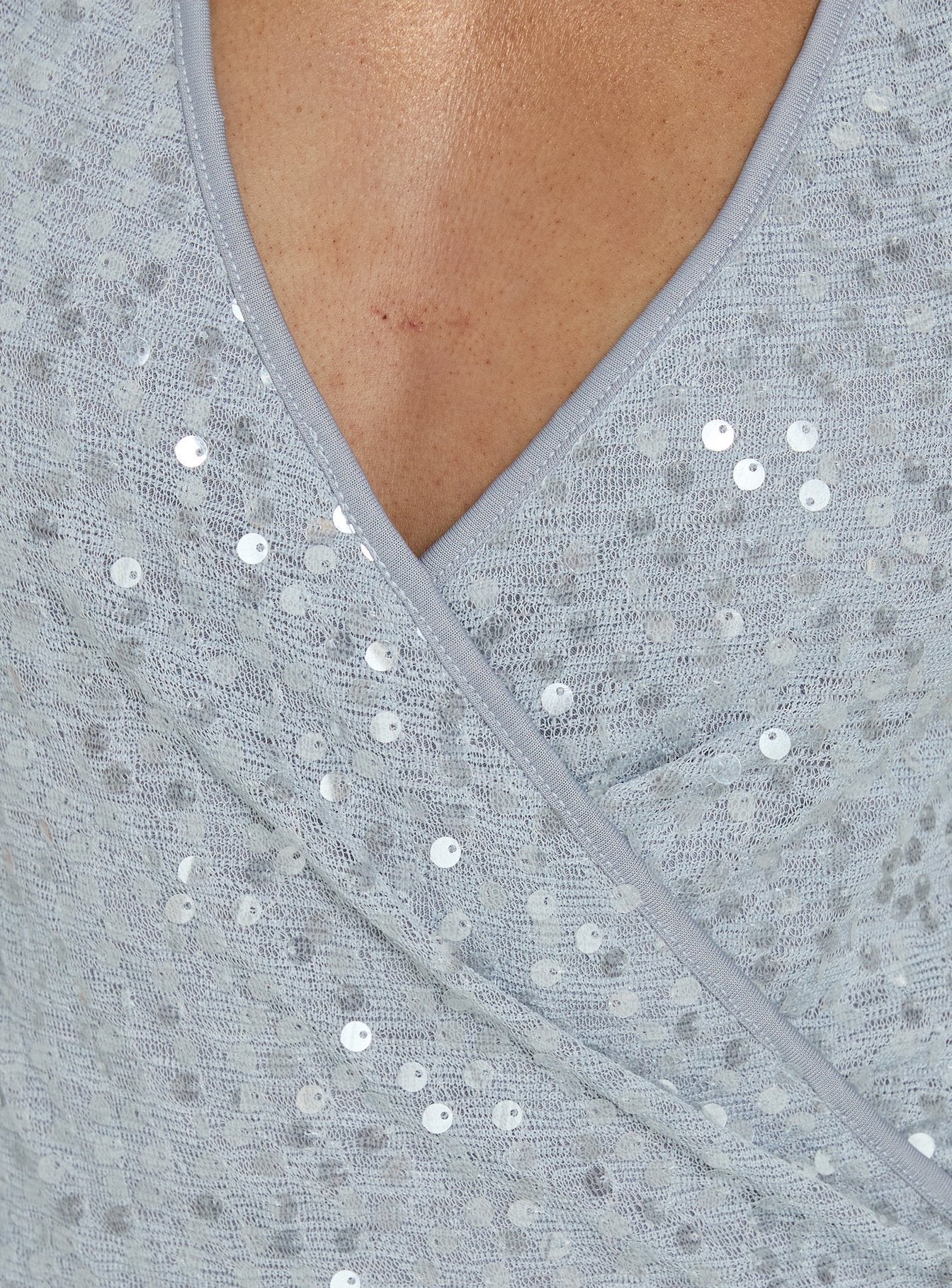 Espheria Low Back Wrap Sequin Maxi Dress Lilac