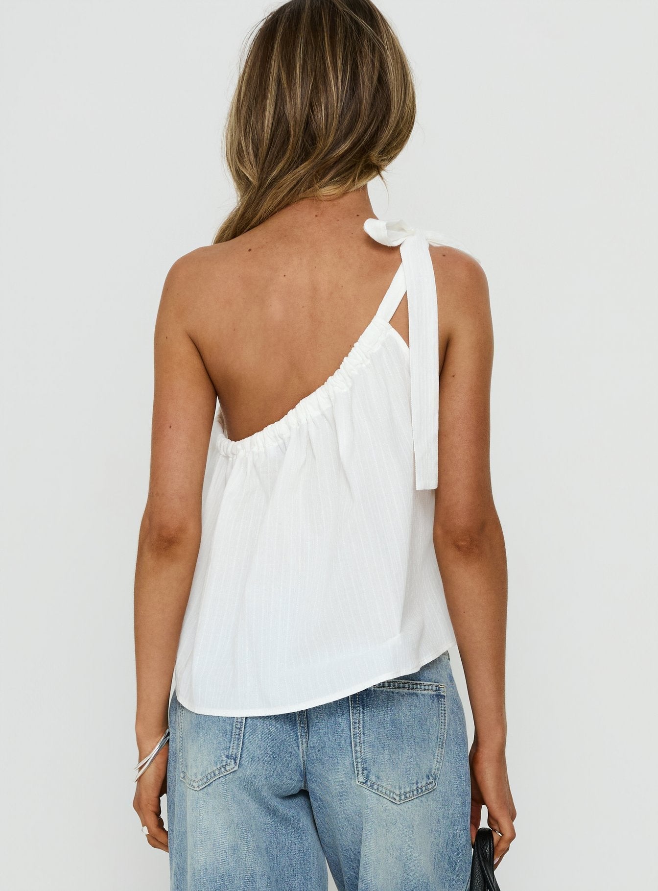 Klyne One Shoulder Top White
