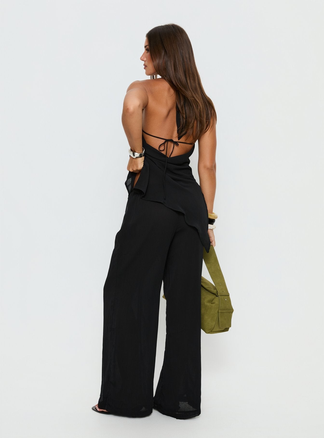 Emorisa Mid Rise Chiffon Pant Black