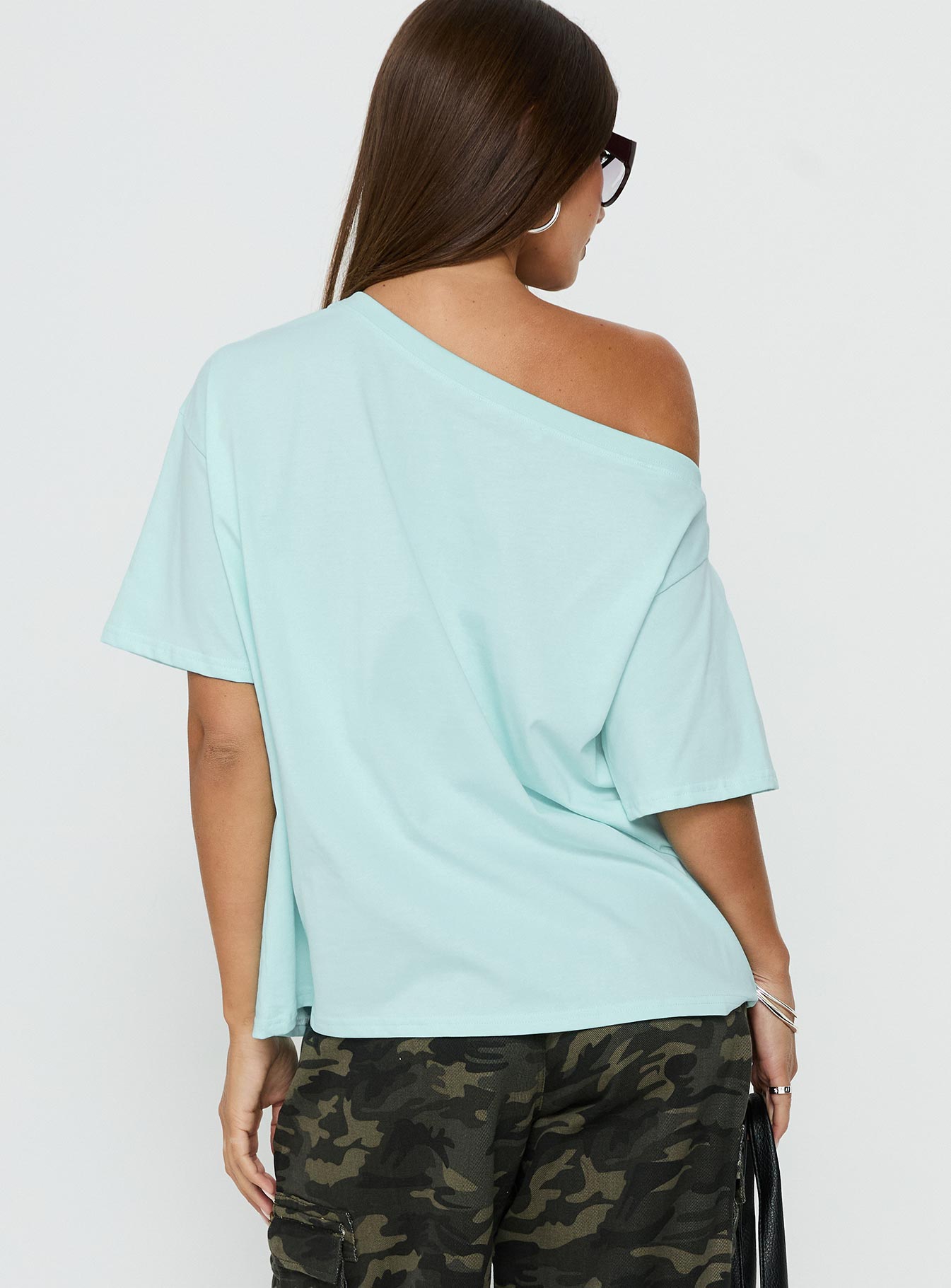 Settle Down One Shoulder Top Aqua