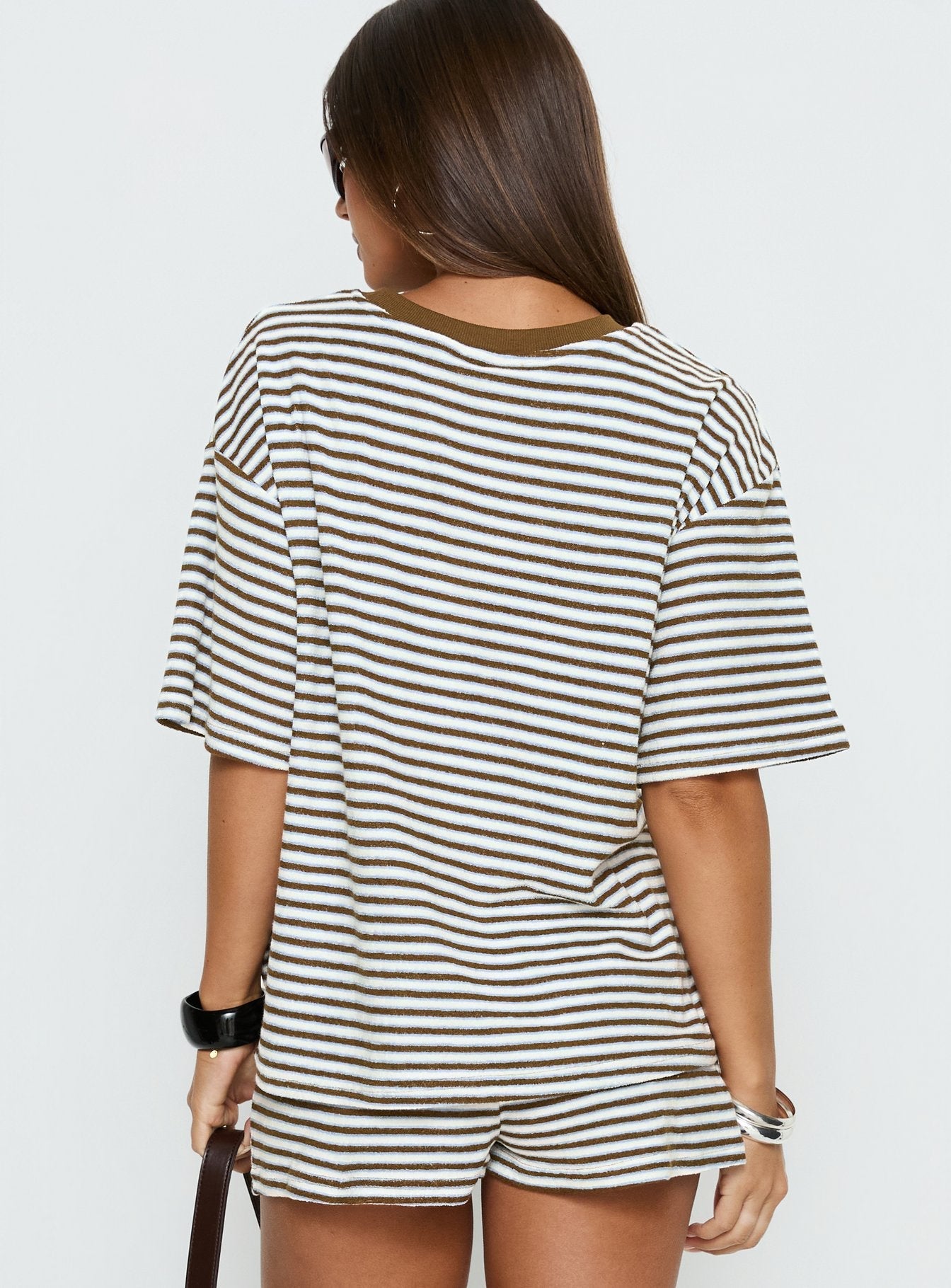 Selvina Terry Towelling Oversized Tee Multi Stripe