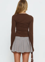 Nikoleta Pleat Mini Skirt Brown / White Check