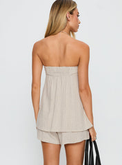 Jetsetter Strapless Romper Beige Stripe