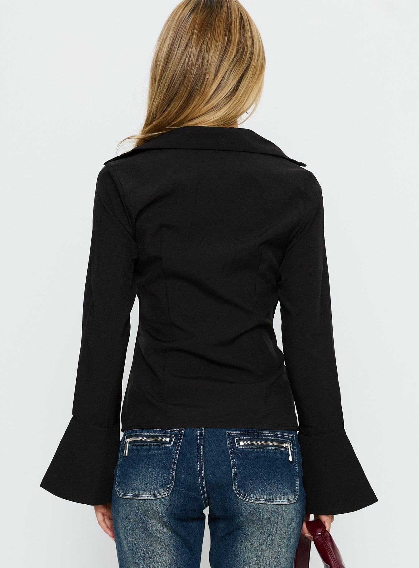 Serita Twist Detail Long Sleeve Shirt Black
