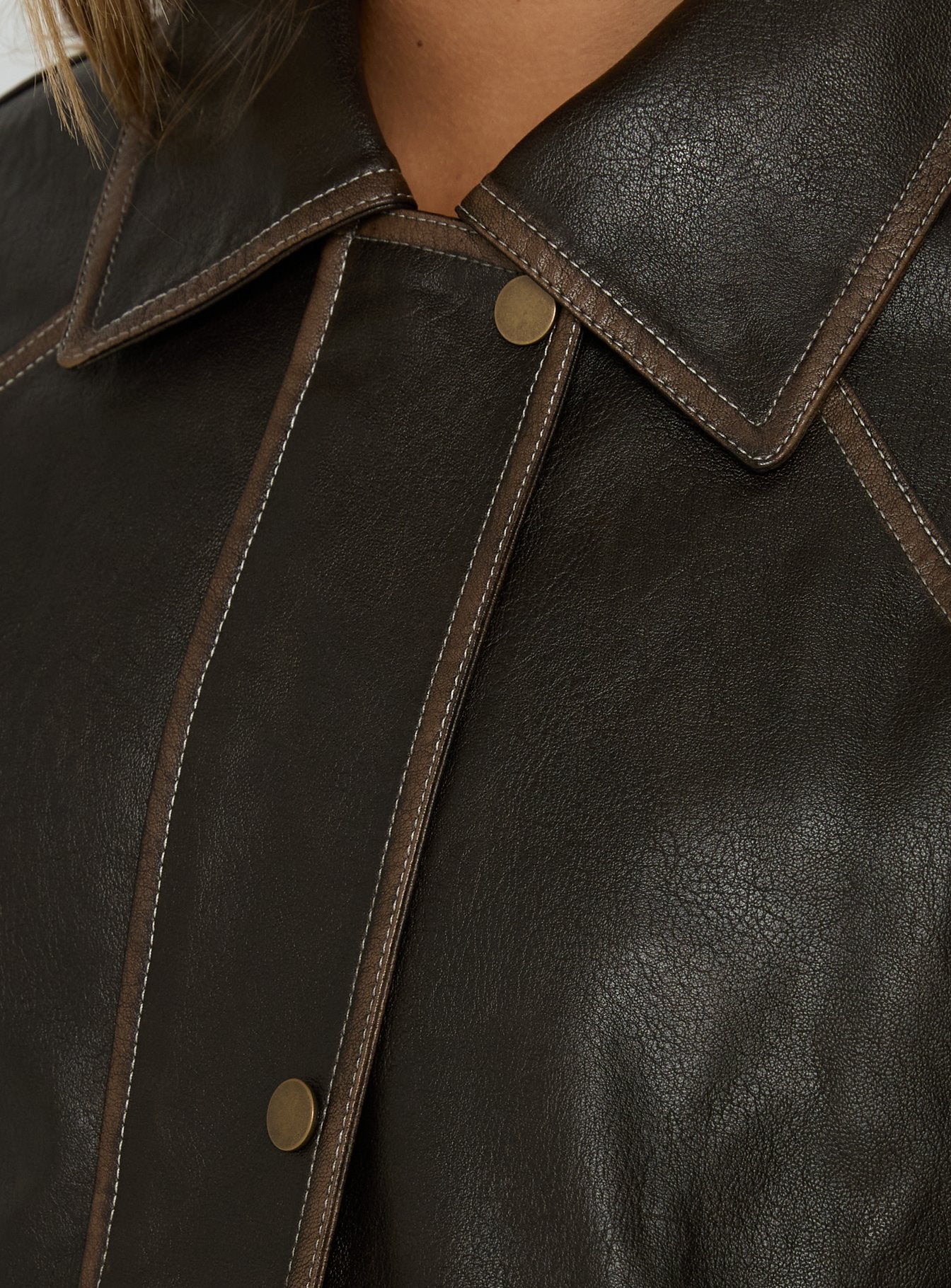 Jaxton Faux Leather Jacket Brown Petite