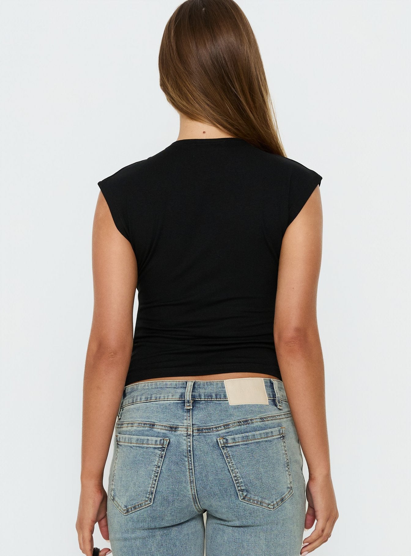 Delectable Tie Detail Short Sleeve Top Black