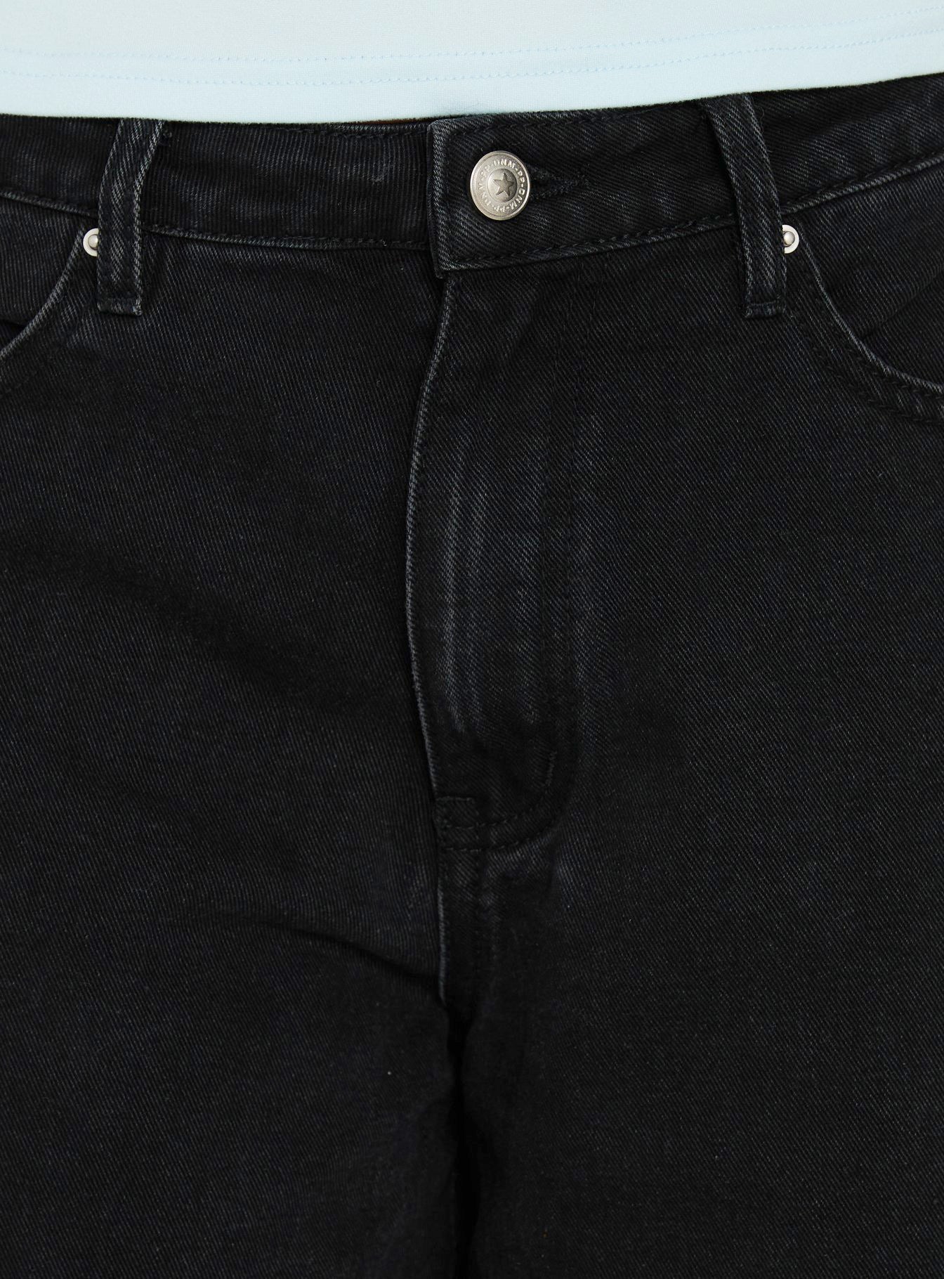 Naylor Mid Rise Wide Leg Jeans Washed Black Denim Petite