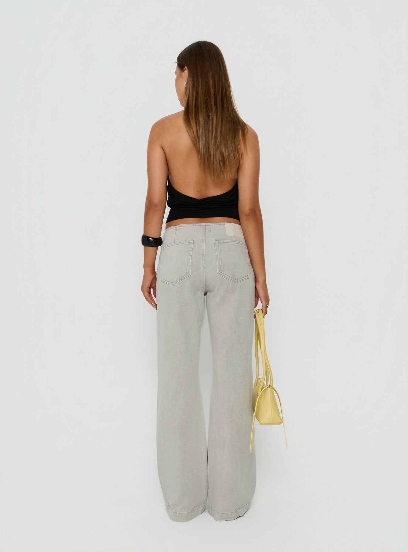 Slow Ride Mid Rise Bootleg Belted Jeans Desert Grey