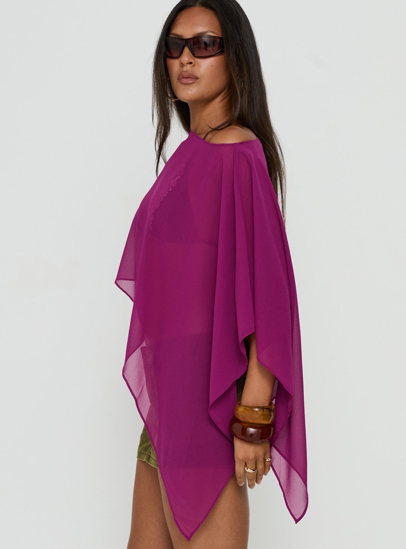 Mairelle Sheer Poncho Plum