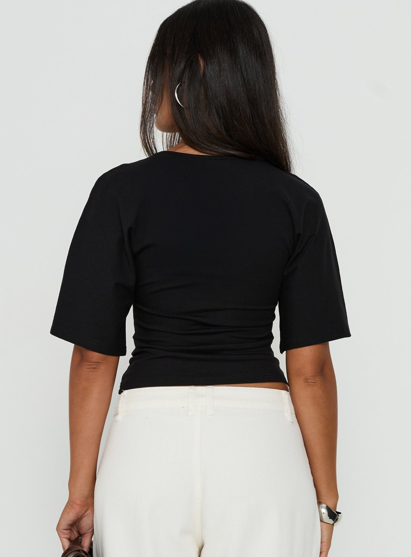 Nakota V Neck Cinched Tee Black
