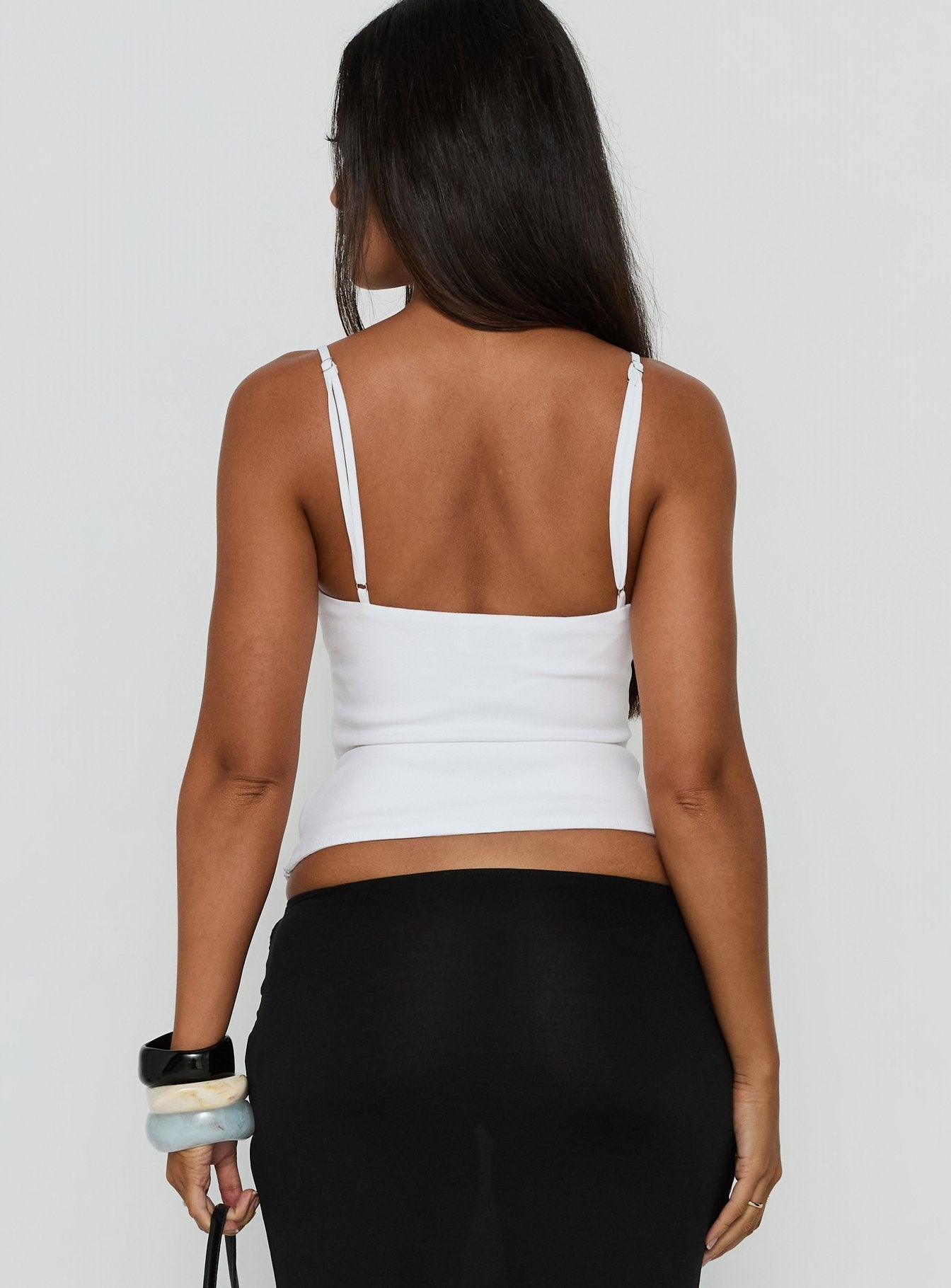 Lenara Cut Out Cami Top White