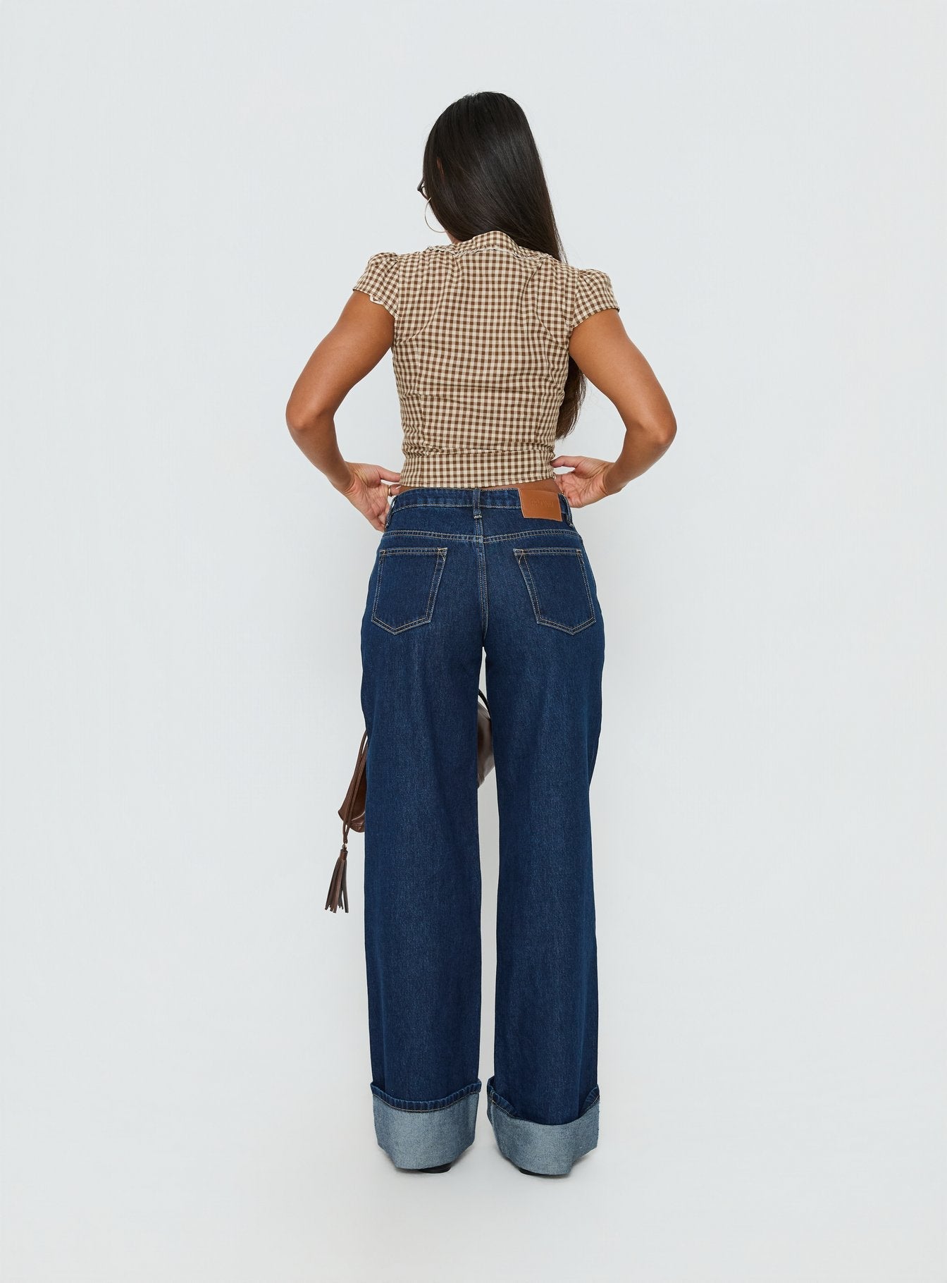 Darla Low Rise Straight Leg Cuff Jean Dark Blue Wash