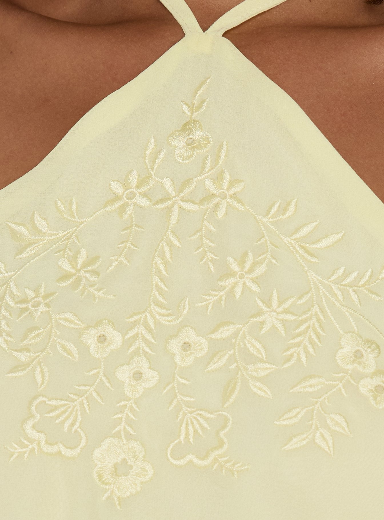 Junaya Arrowneck Fringe Detail Top Lemon