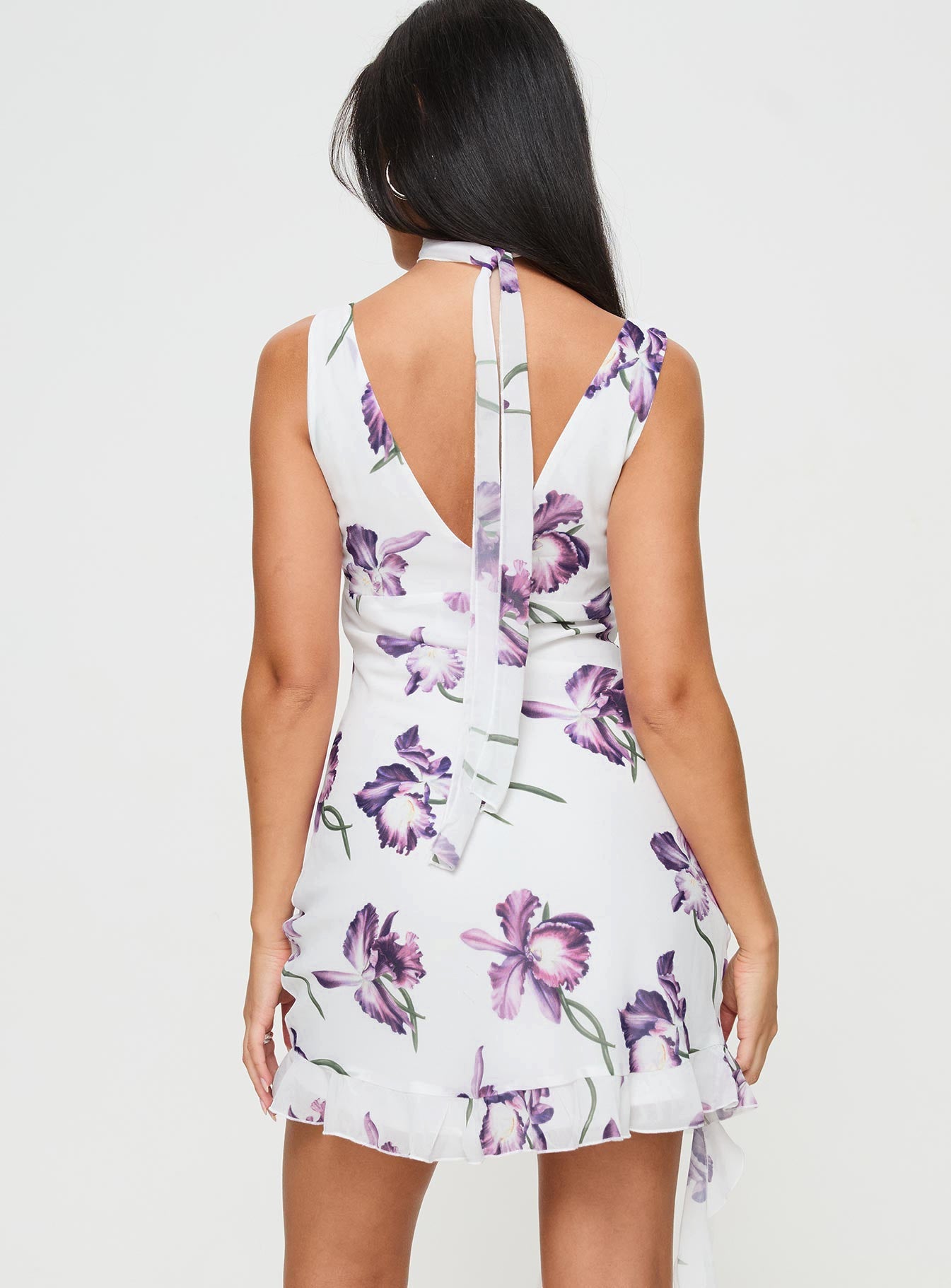 Varney Frill Mini Dress White / Purple Floral