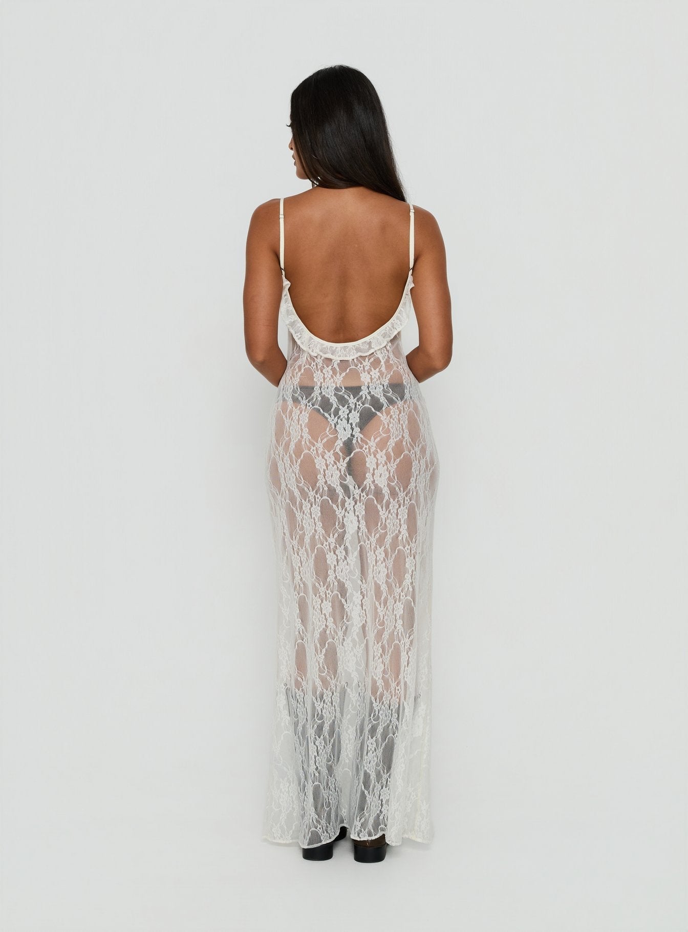Wall Of Sound Sheer Lace Maxi Dress Antique White