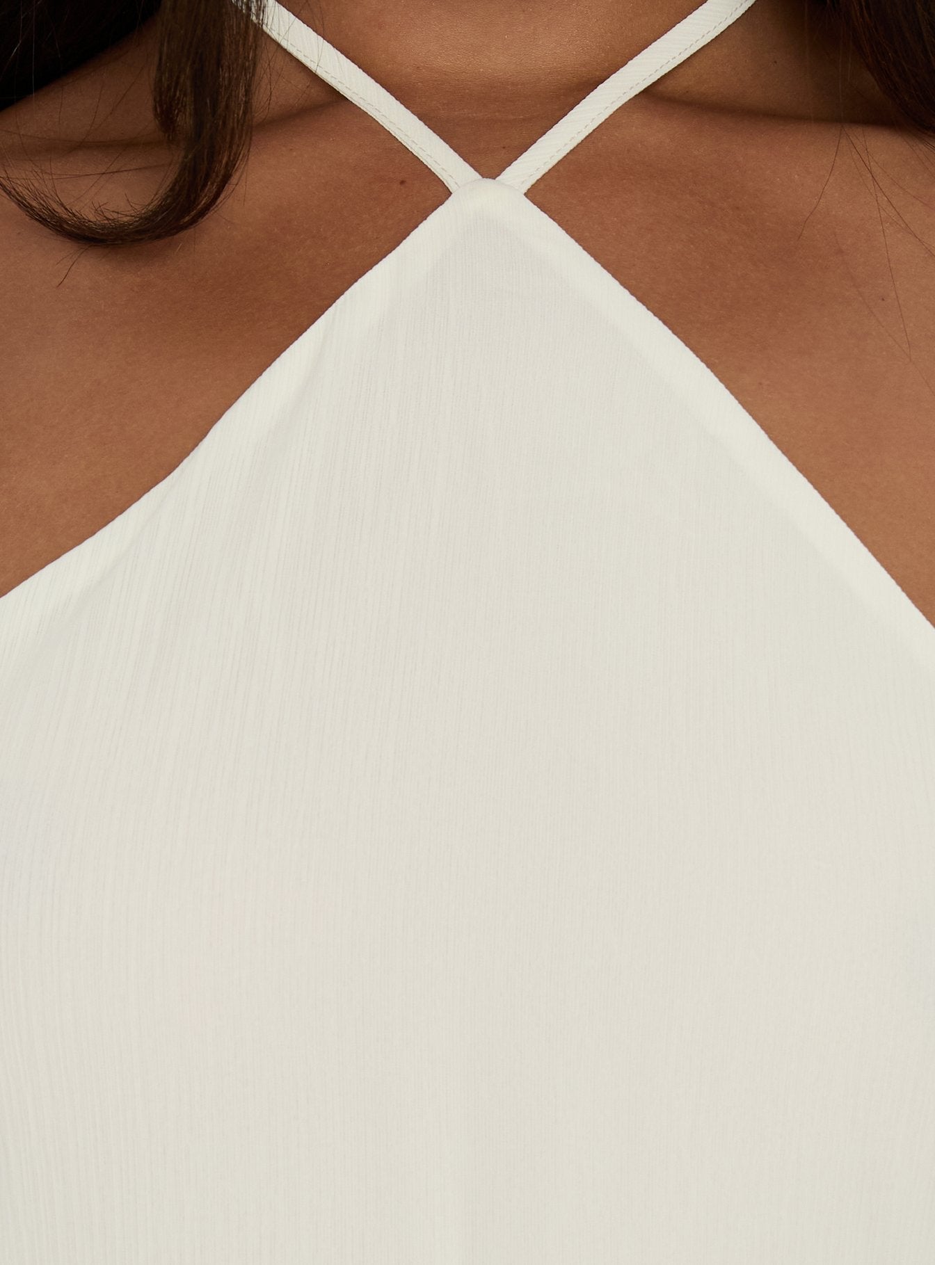 Eternal Optimist Longline Chiffon Arrowneck Top Cream