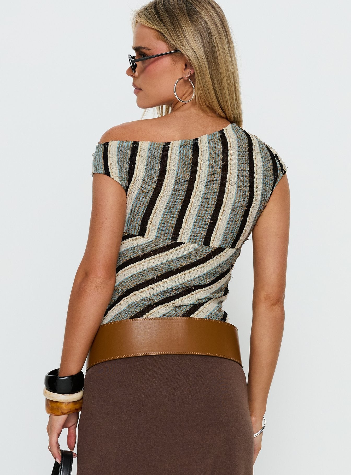 Darcia One Shoulder Top Multi Stripe