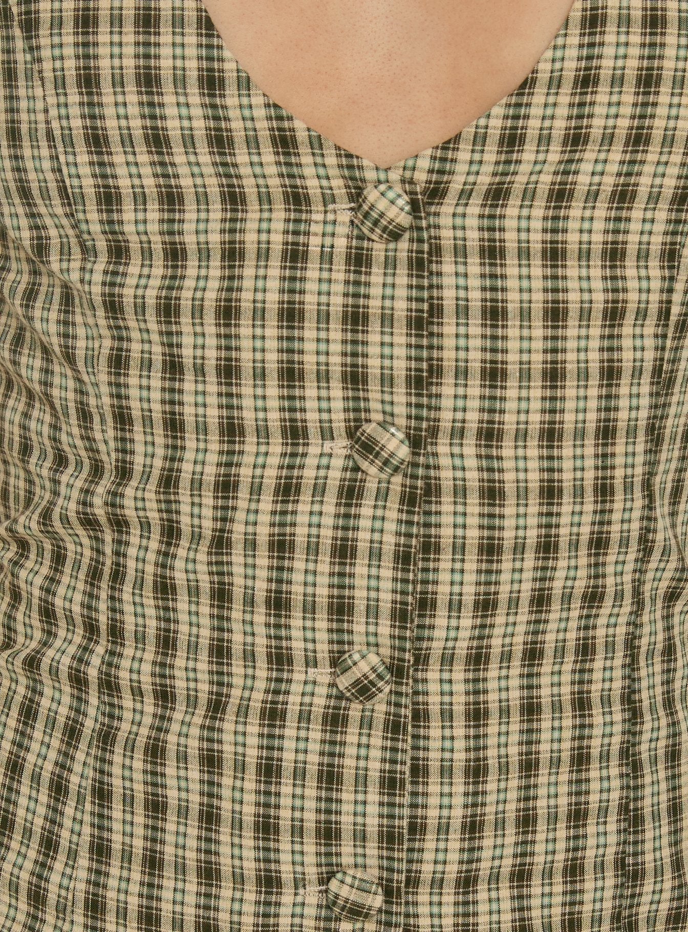 Sylvara Button Up Playsuit Green Check