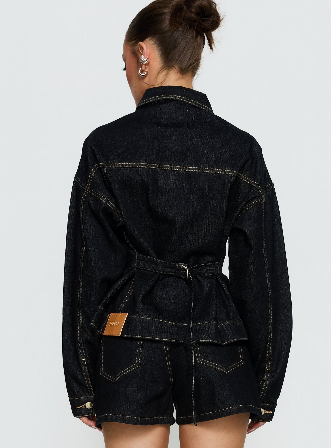 Caresse Cinched Denim Jacket Raw Denim
