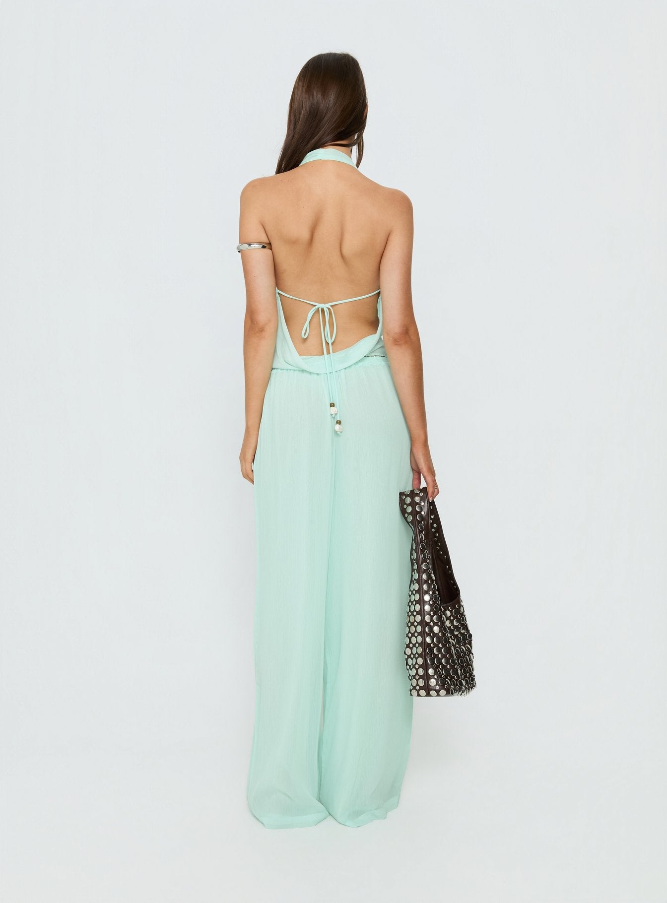 Distinction Chiffon Pants Aqua