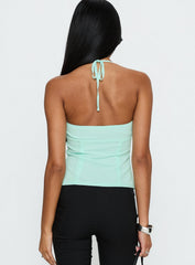 Delamere Tie Neck Top Aqua