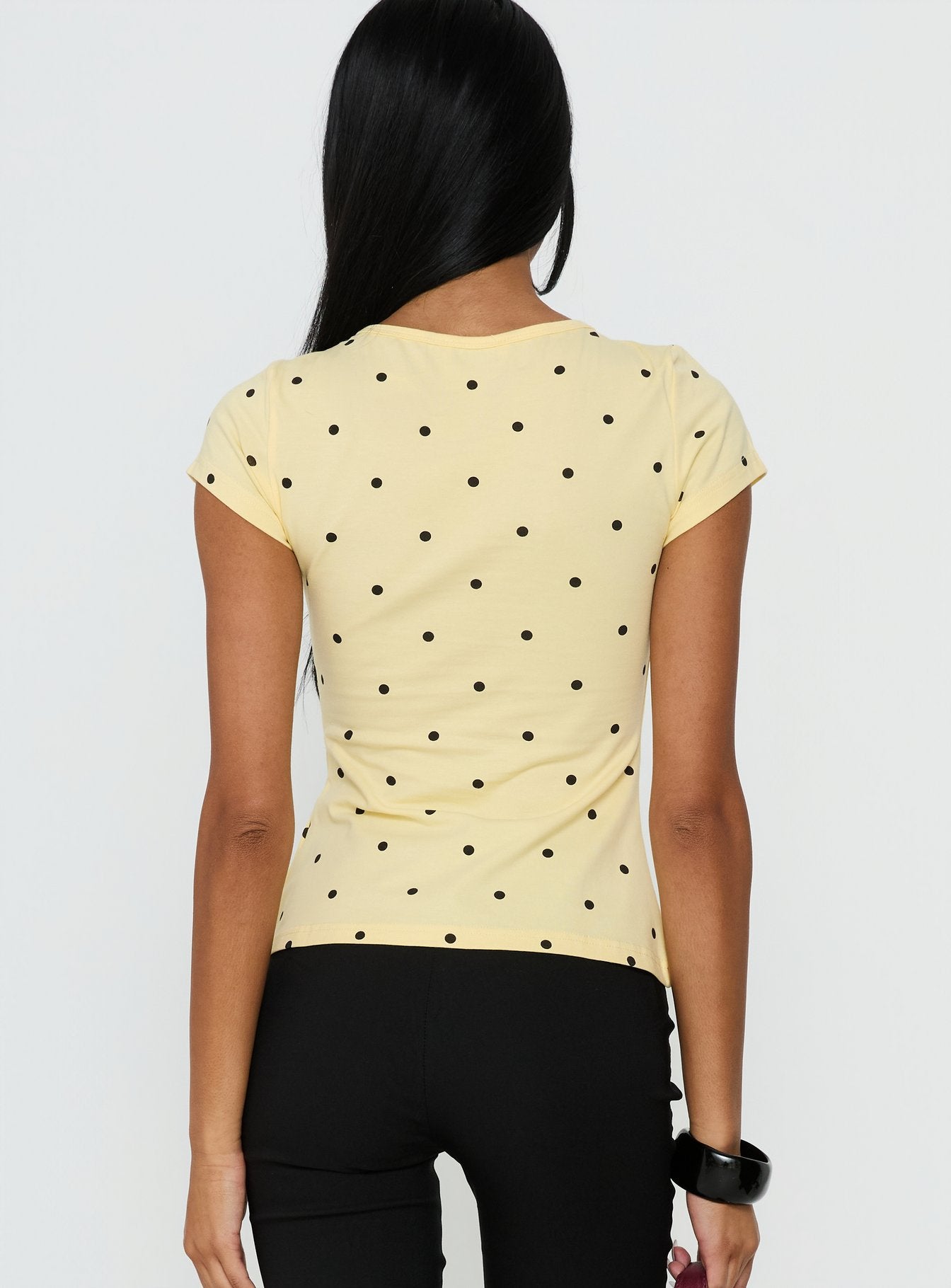 Darling Girl Graphic Top Yellow Polka Dot