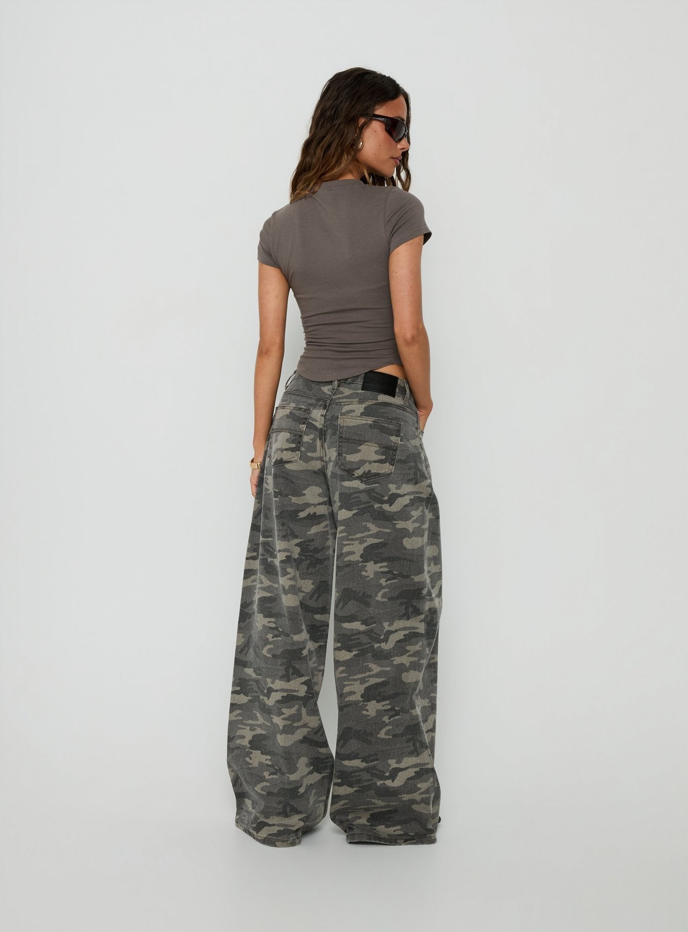 Naylor Mid Rise Wide Leg Jeans Camo