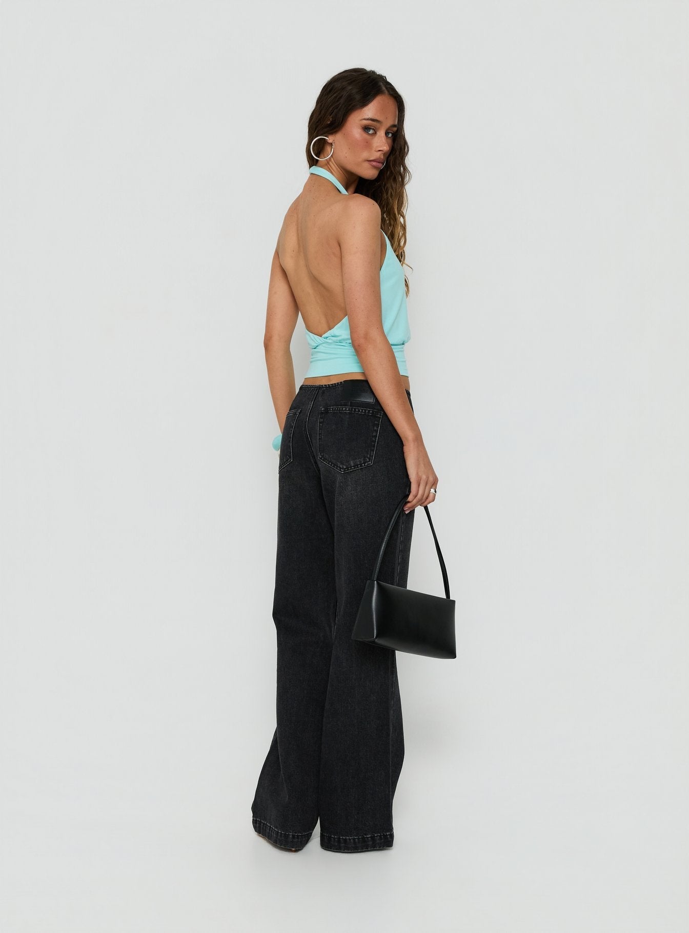 Buenos No Waist Low Rise Straight Leg Jeans Washed Black