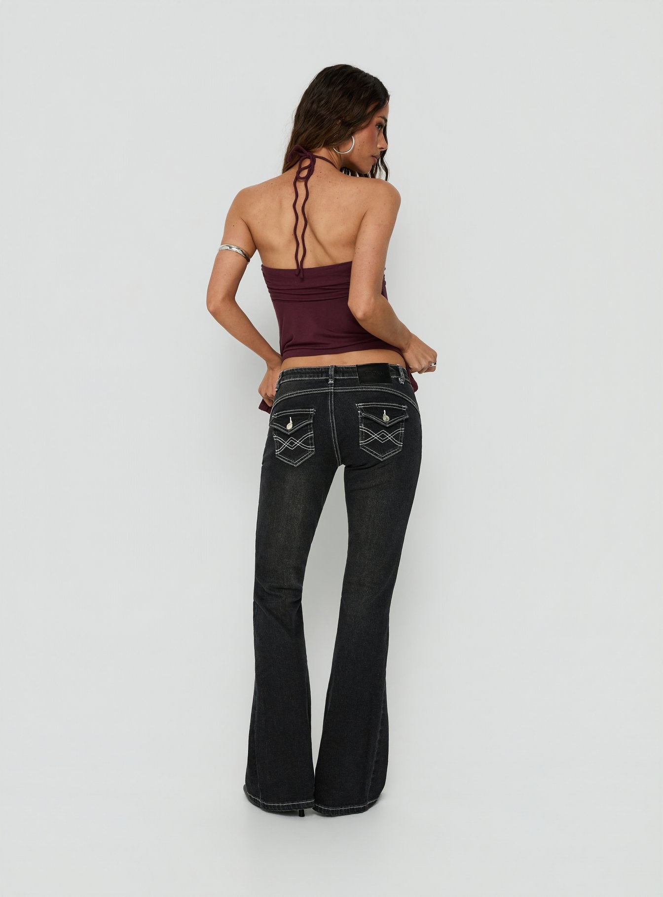 Clynee Ultra Low Rise Bootleg Jeans Vintage Black