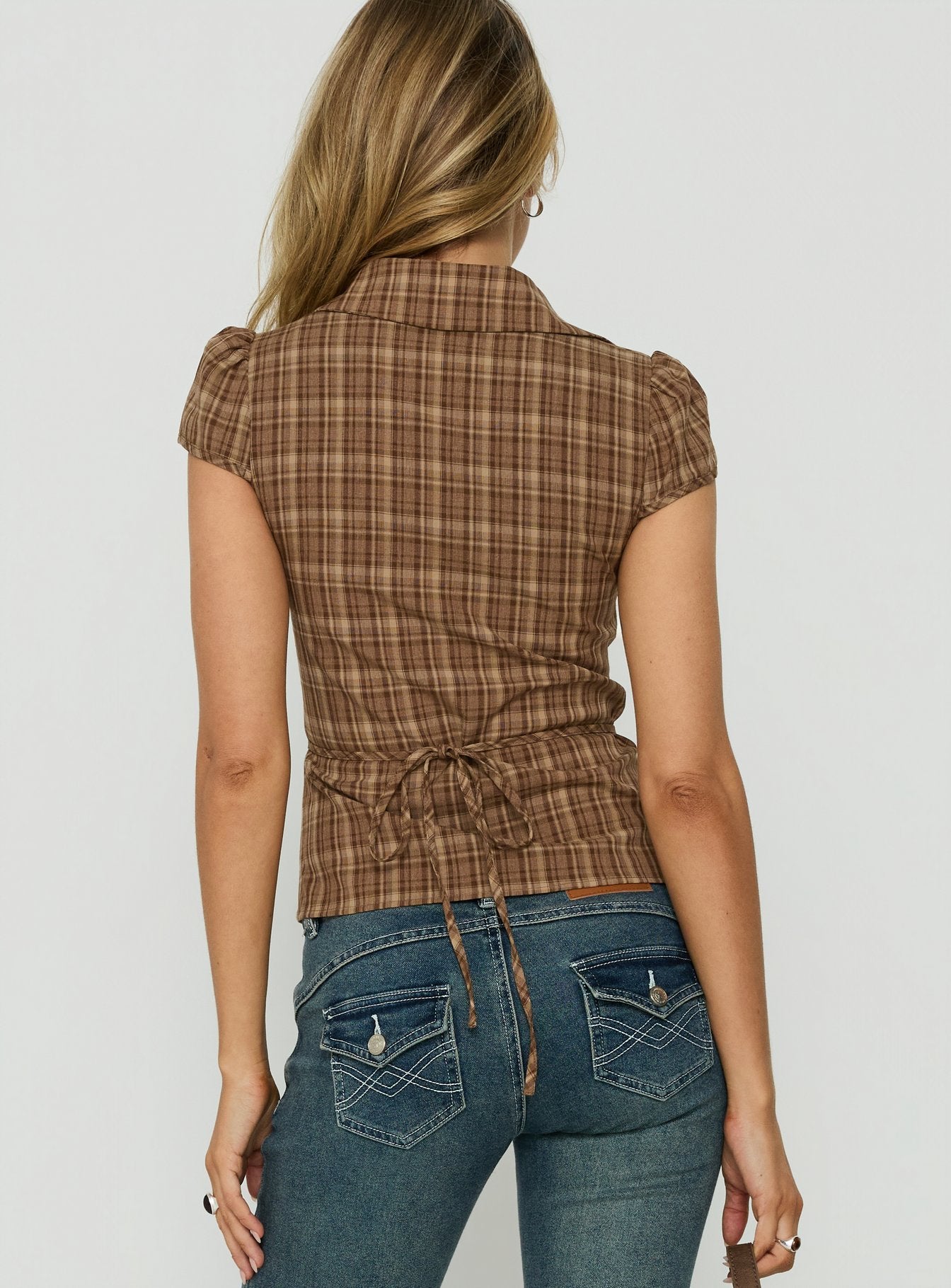 Arianwyn Short Sleeve Shirt Brown Check