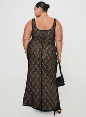 Romani Lace Maxi Dress Black Curve