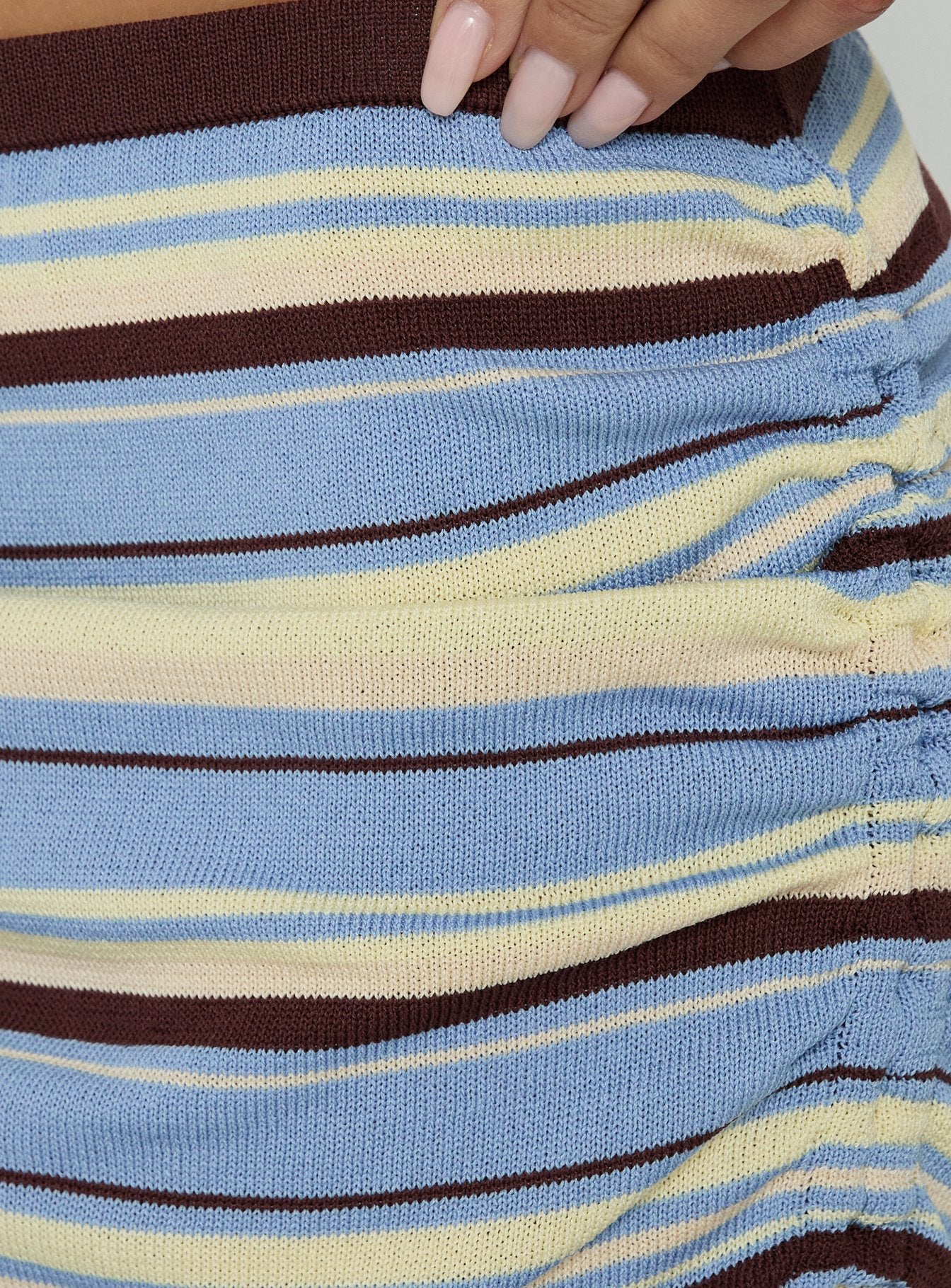 Osamie Knit Drawstring Maxi Skirt Multi Stripe