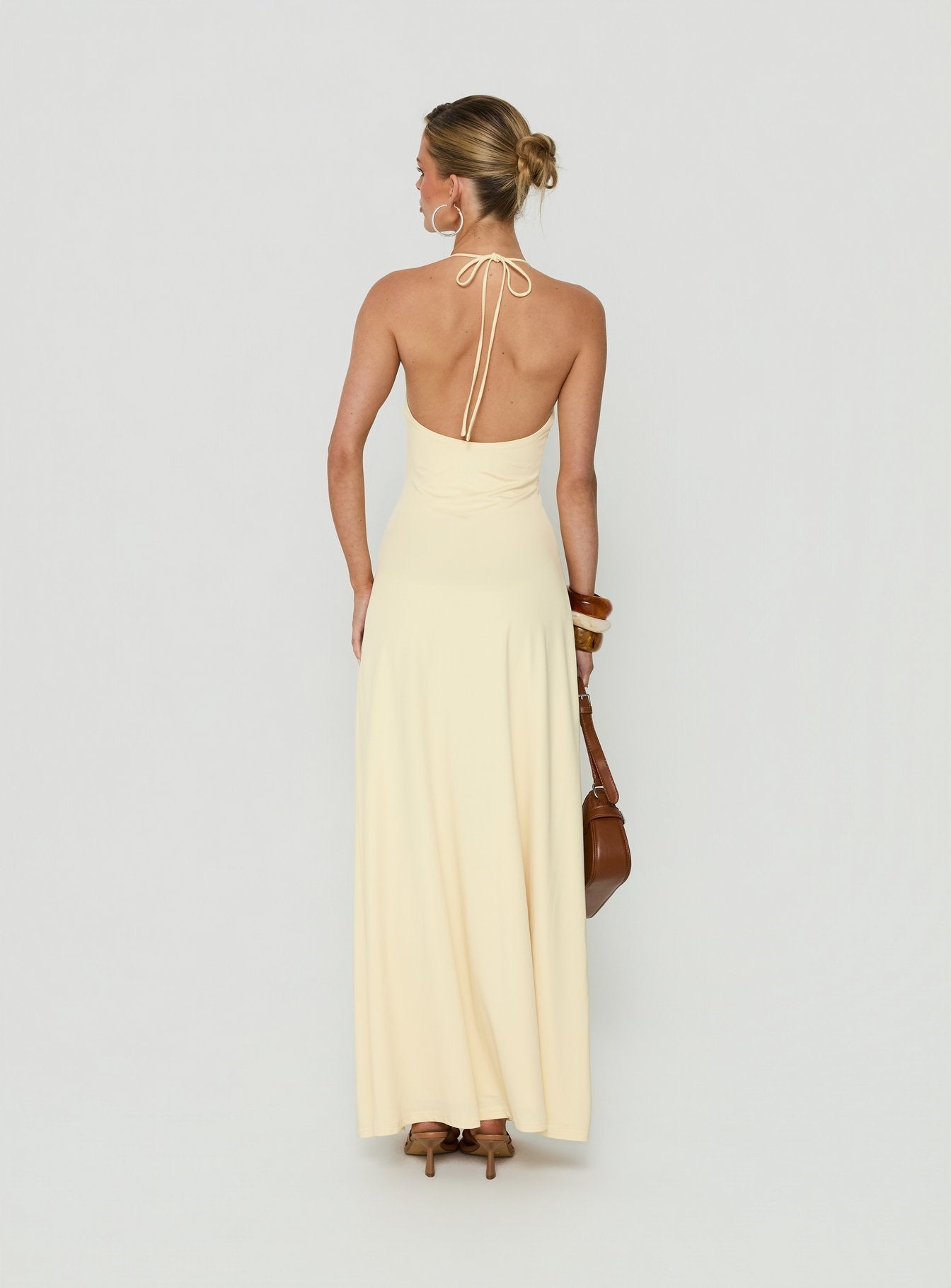 Palmas Halter Maxi Dress Butter Yellow