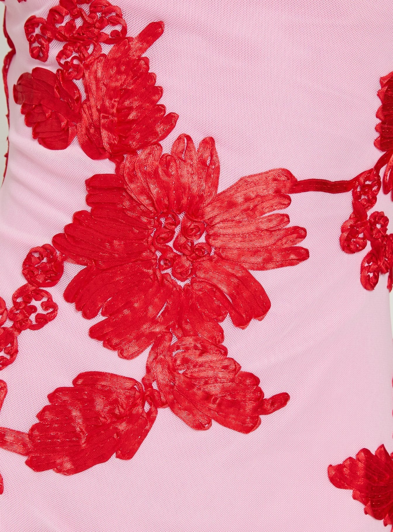 Kareina Scoop Embroidered Mini Dress Pink / Red