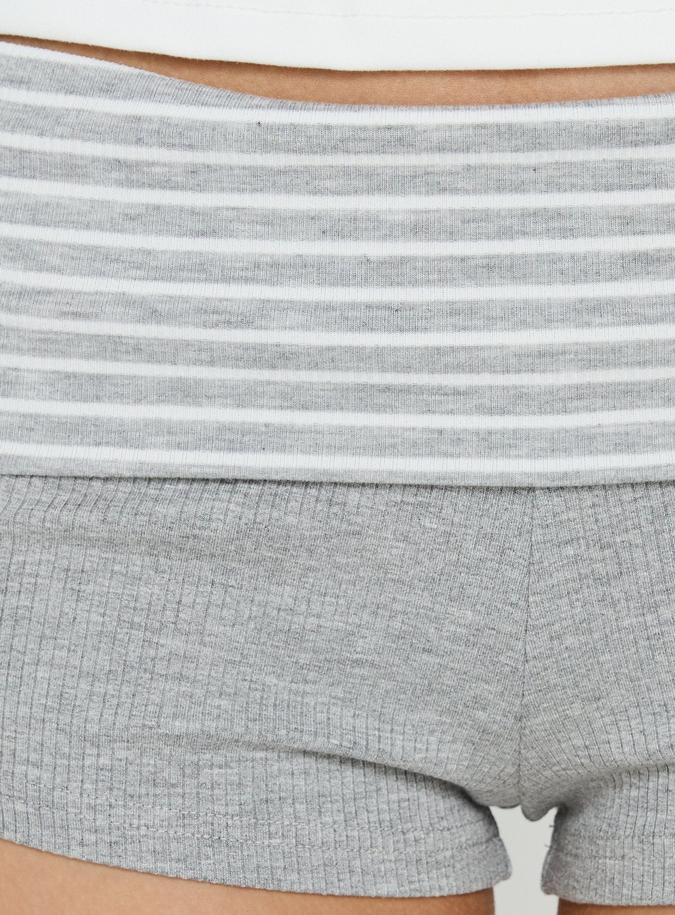 Susana Foldover Micro Shorts Grey Stripe