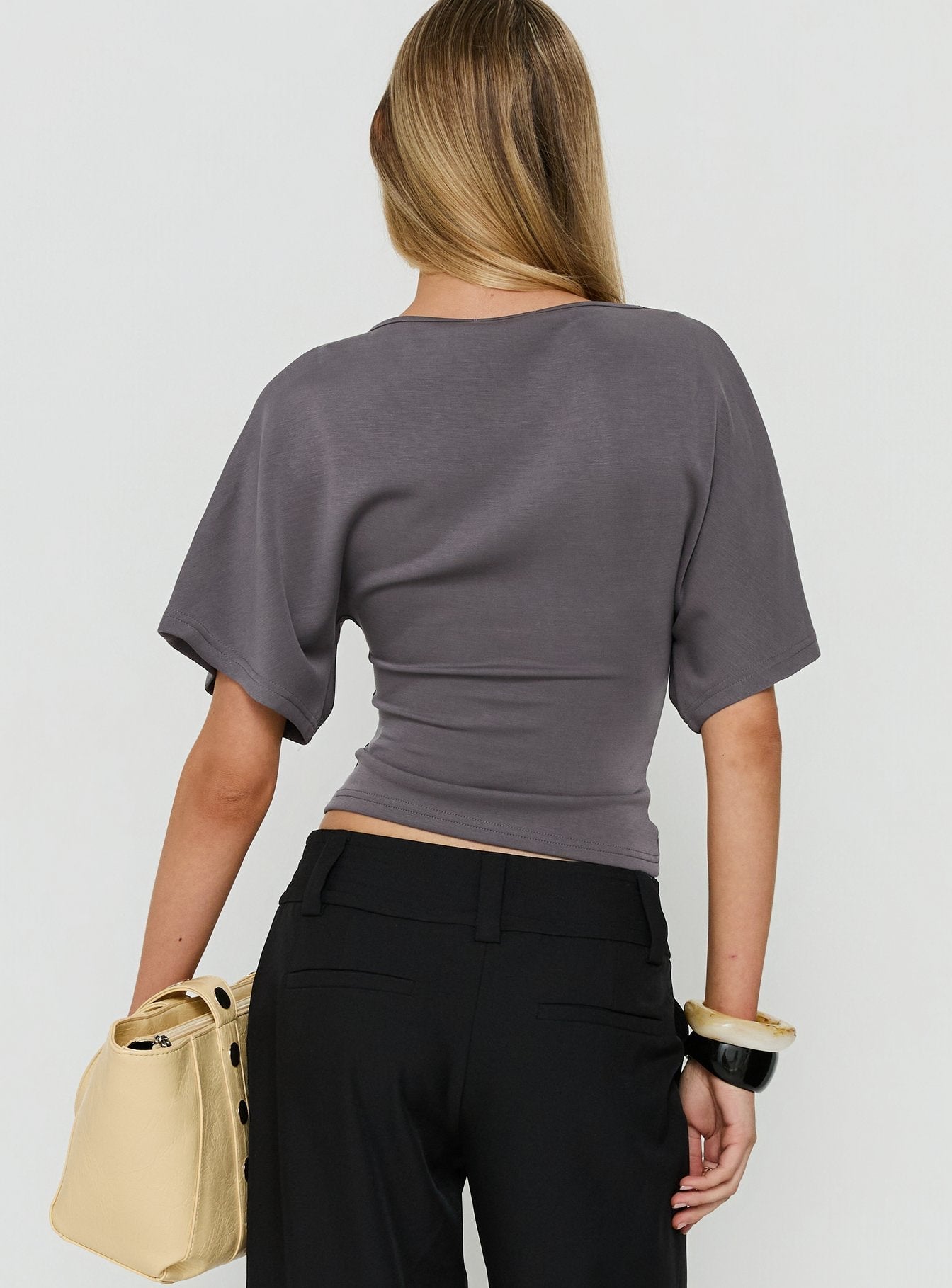 Arazia Cinched Short Sleeve Top Charcoal