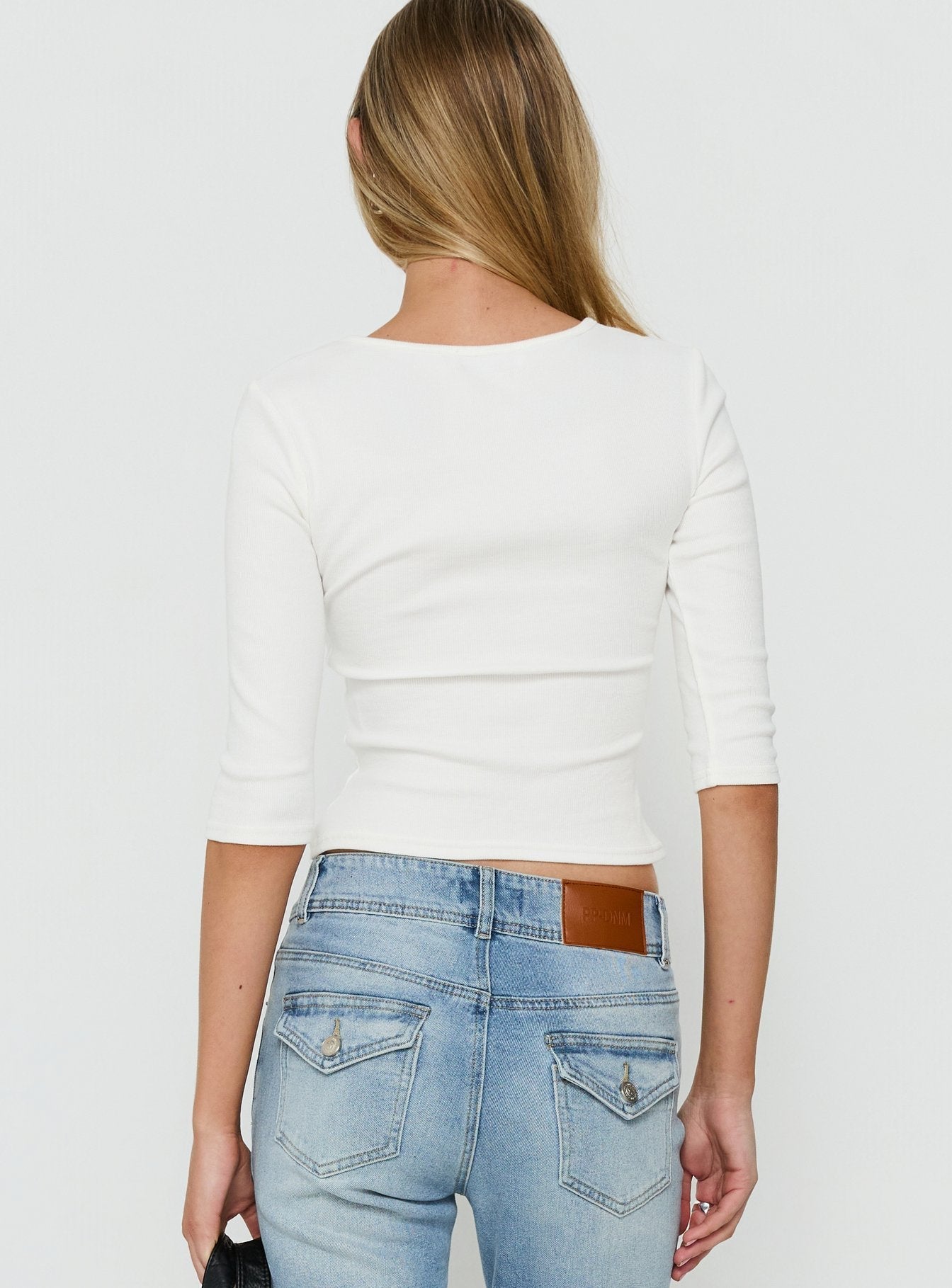 Bridgeta V Neck 3/4 Sleeve Top White