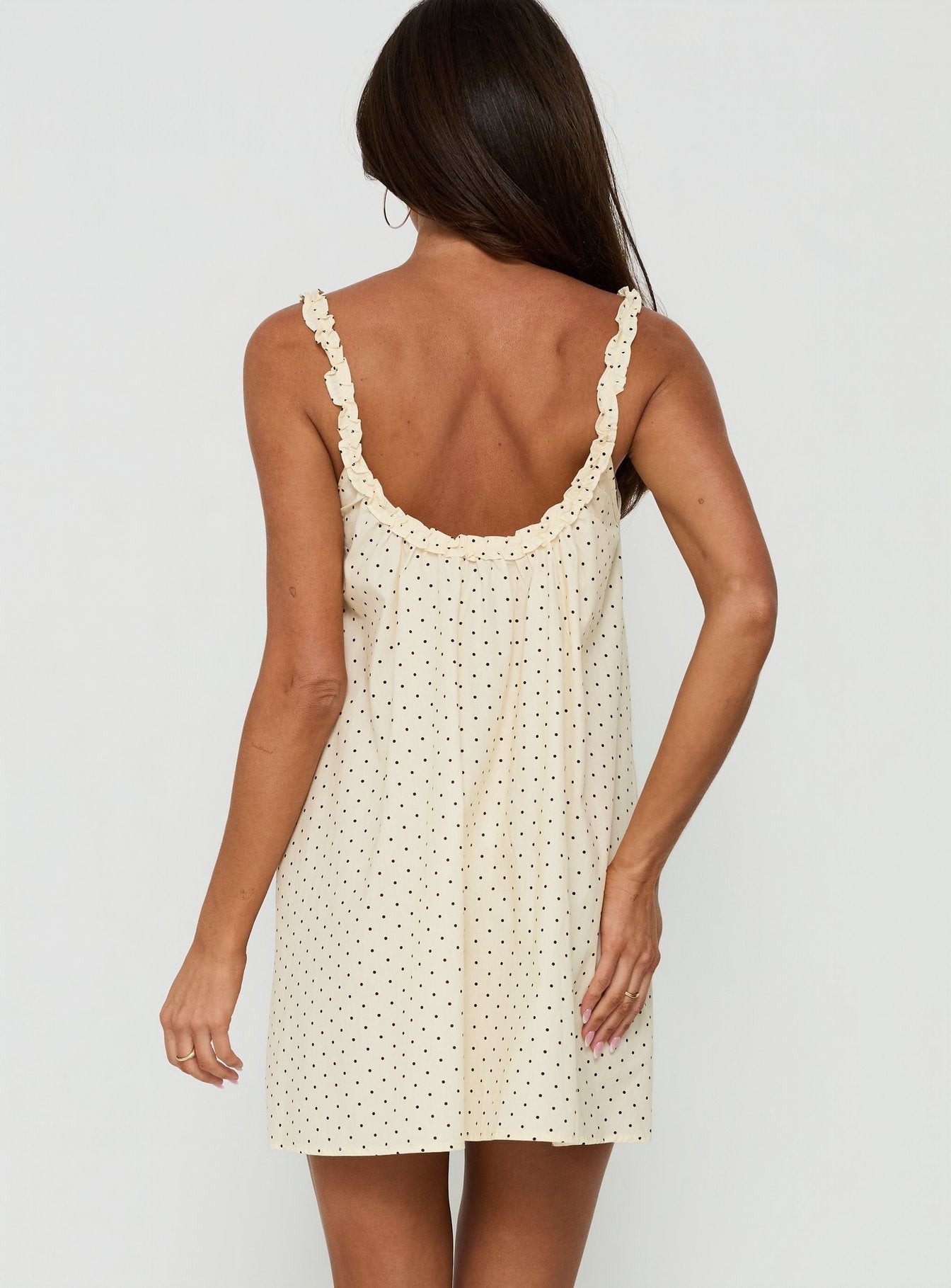 Nattalie Babydoll Sleep Mini Dress Cream Polka Dot