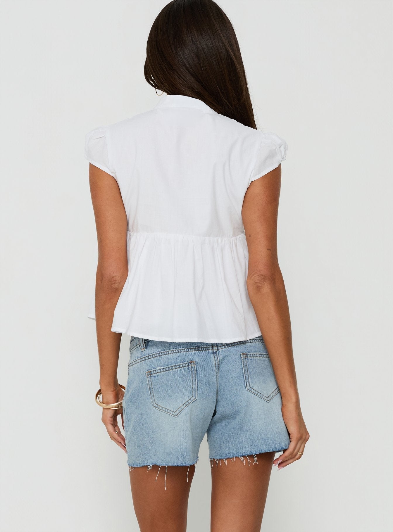 Luisanna Ultra Low Rise Relaxed Denim Shorts Light Vintage Blue