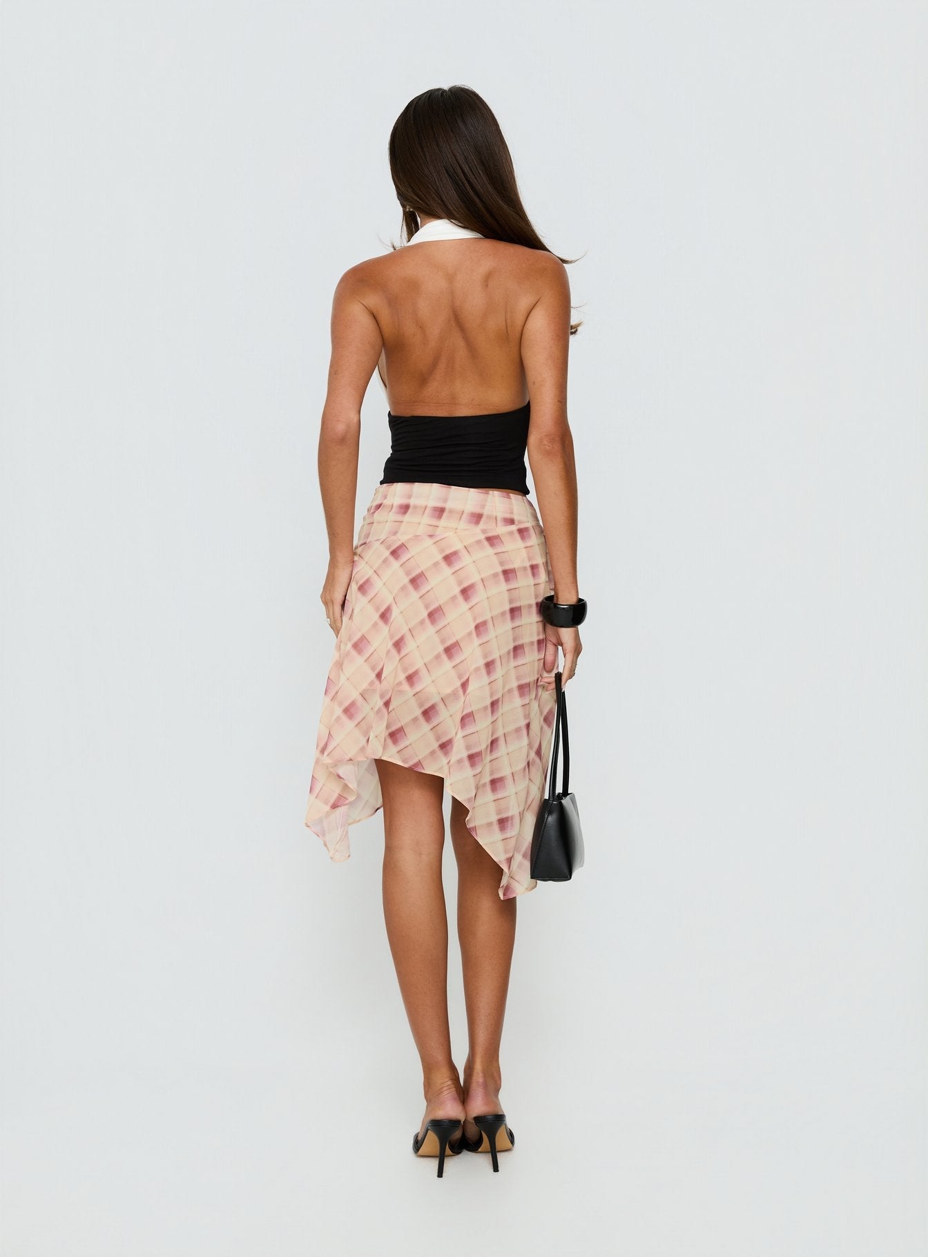 Natana Asymmetrical Midi Skirt Multi Check