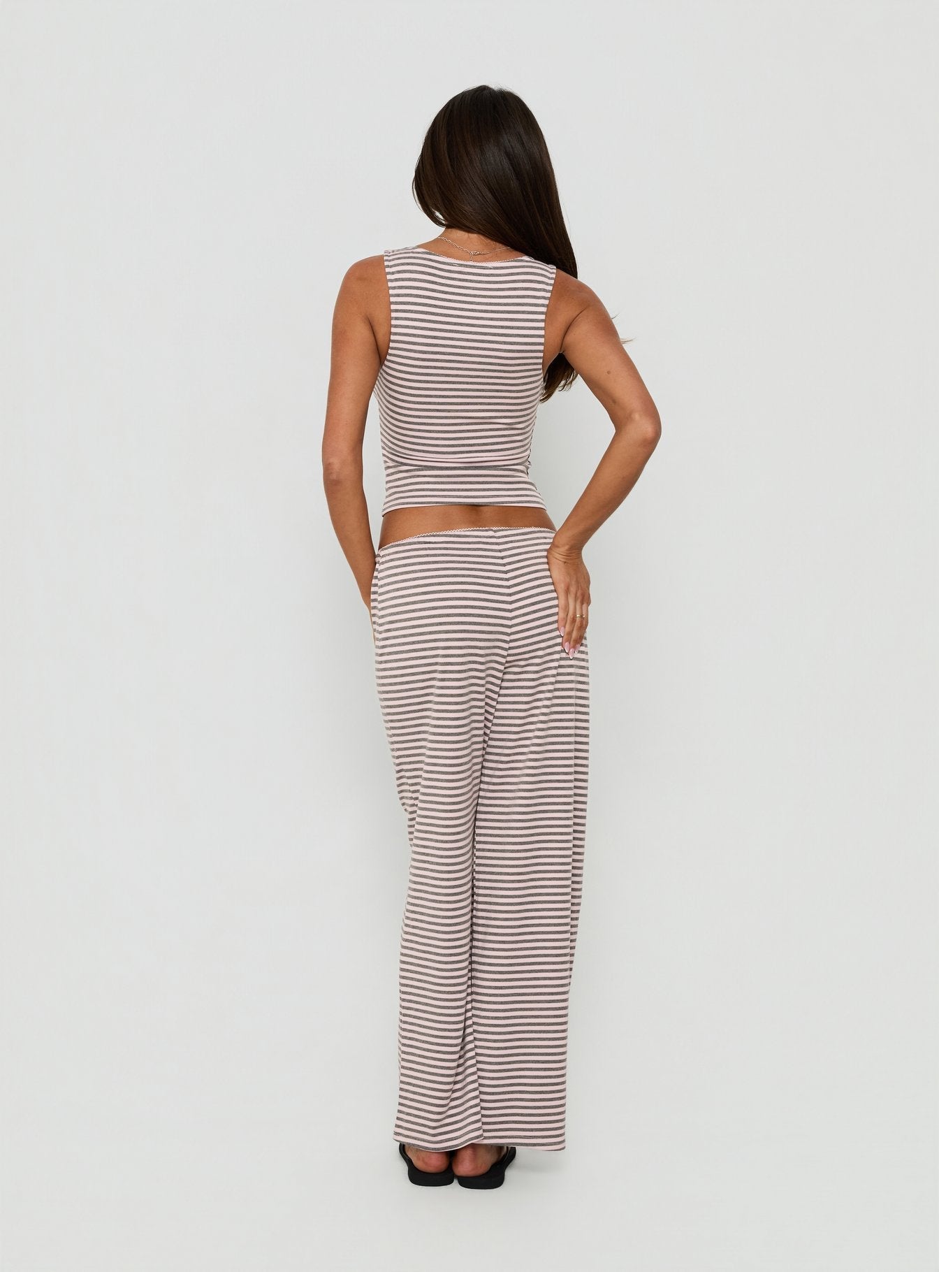 Allice Tie Waist Sleep Pants Pink / Grey Stripe