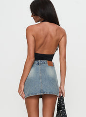 Precious Cargo Denim Mini Skirt Light Blue Wash