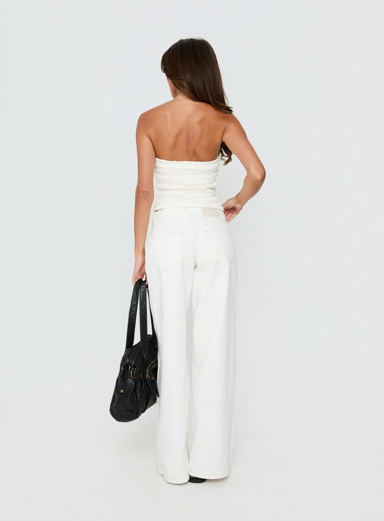 Supercut Low Rise Baggy Pleat Jeans Cream