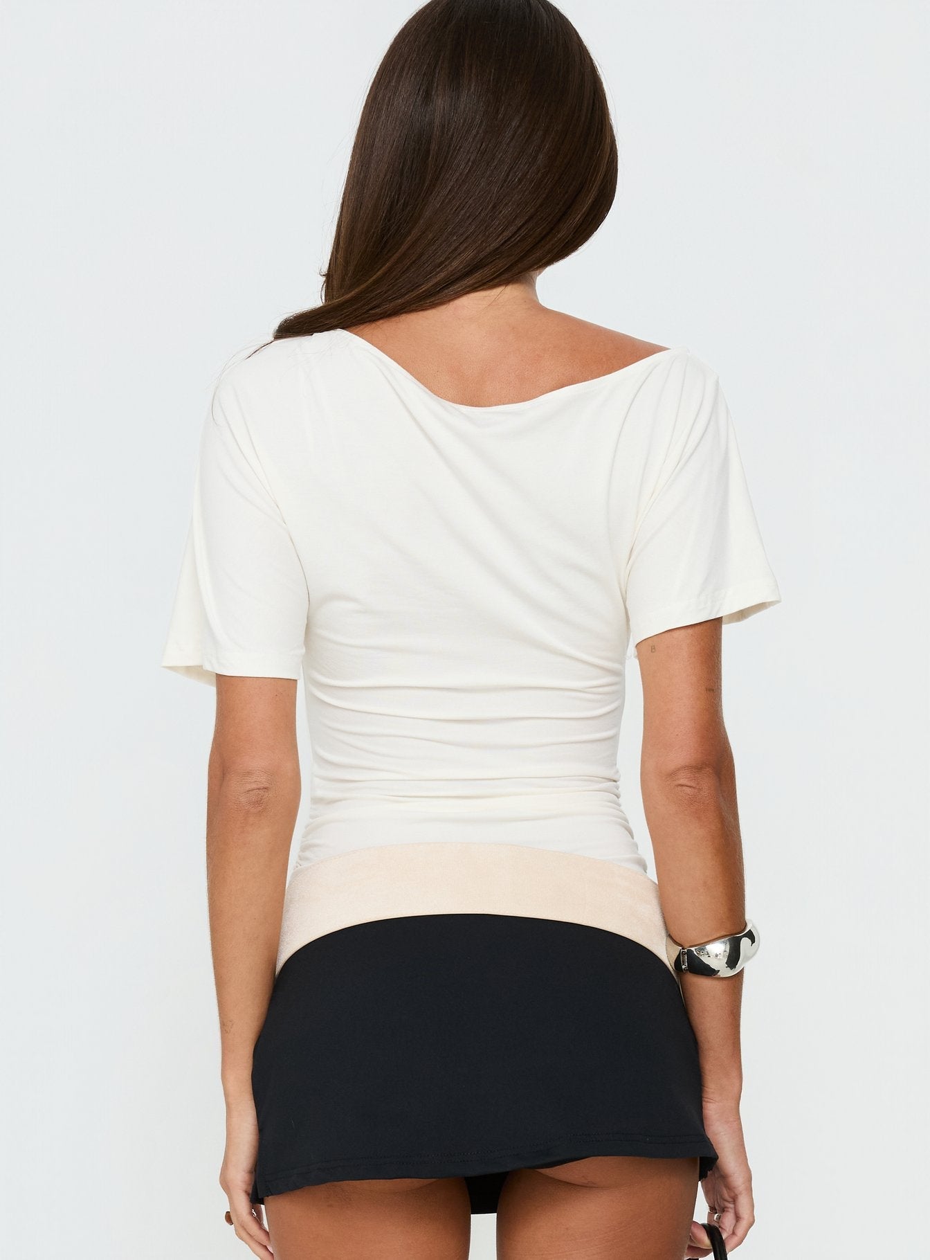 Luckiest Girl Off Shoulder Cinched Top Cream