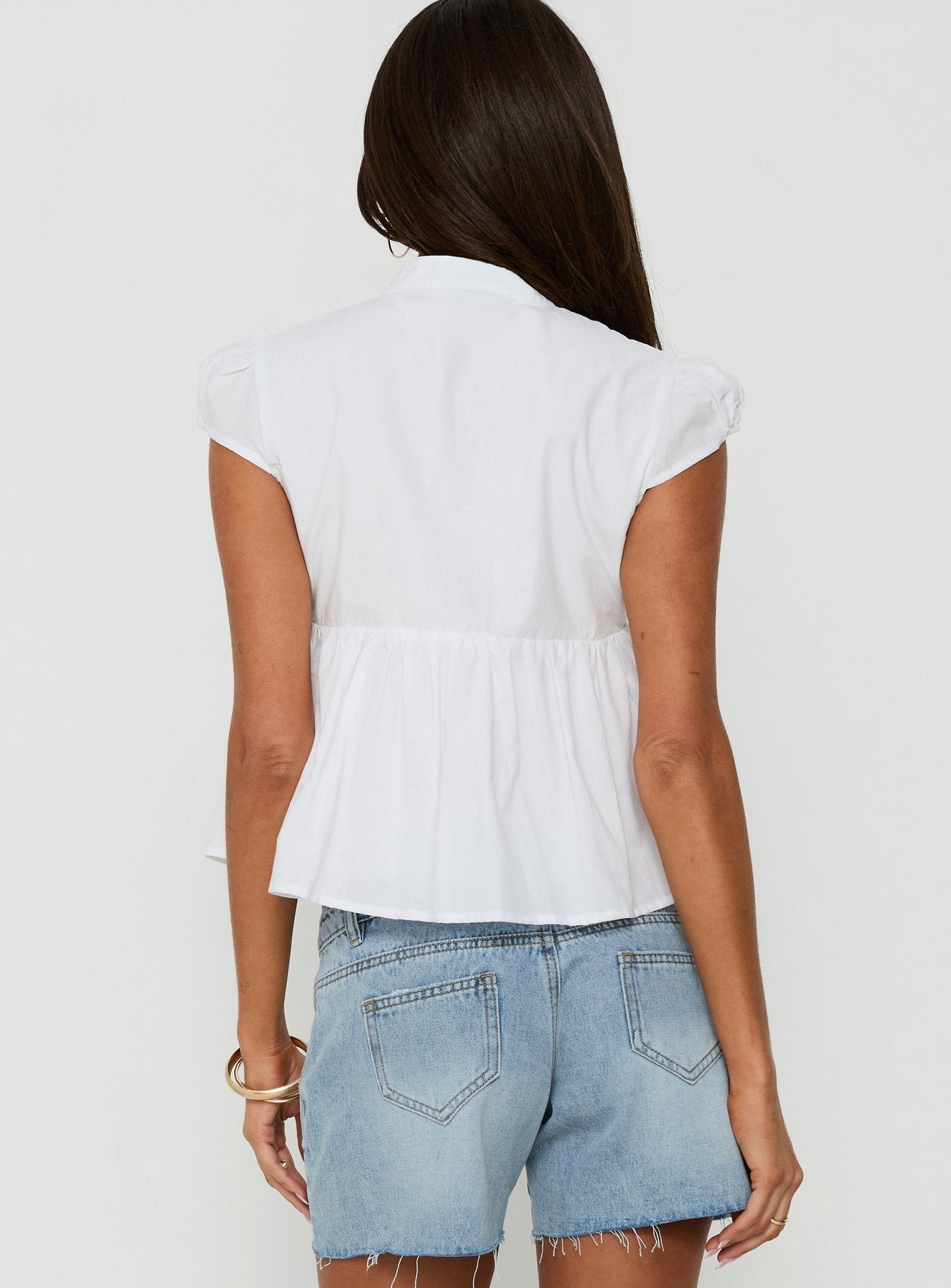 Jasmanie Keyhole Babydoll Top White