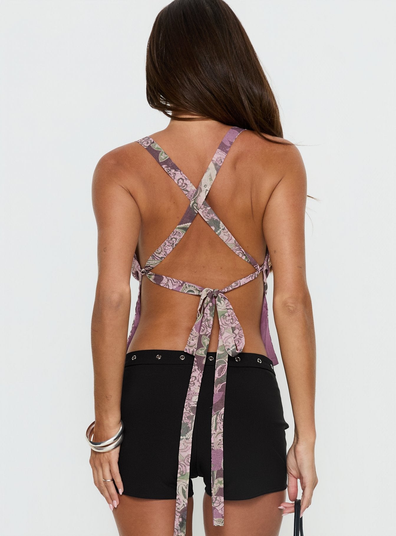 Eboni Multi Wear Cowl Neck Top Purple Multi