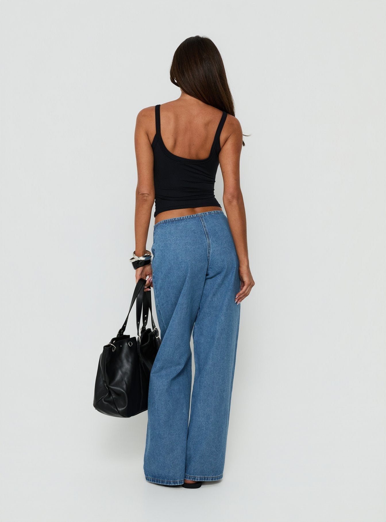 Hereos Mid Rise Baggy Leg Jeans Bright Blue Wash